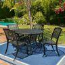 Clarisse Outdoor 5 Piece Hammered Bronze Finished Aluminum Dining Set With Expan