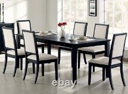 Classic Modern Black Finish With Cream Upholstery Dining Table & Chairs Set