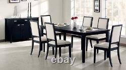 Classic Modern Black Finish With Cream Upholstery Dining Table & Chairs Set