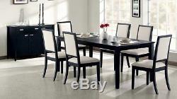 Classic Modern Black Finish With Cream Upholstery Dining Table & Chairs Set