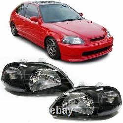 Clear black finish Headlights set for Honda Civic VI EJ EK 95-99