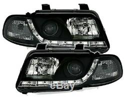 Clear black finish headlight set front lights with LED DRL for Audi A4 B5 94-99