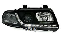 Clear black finish headlight set front lights with LED DRL for Audi A4 B5 94-99