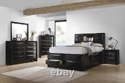 Coaster Briana 4-Piece Eastern King Bedroom Set in Black Finish 202701KE-S4
