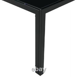 Coffee Table Set of 2 Square Modern Table with Tempered Glass Finish Black