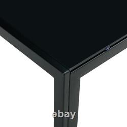Coffee Table Set of 2 Square Modern Table with Tempered Glass Finish Black