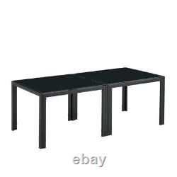 Coffee Table Set of 2 Square Modern Table with Tempered Glass Finish Black