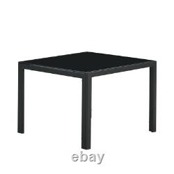 Coffee Table Set of 2 Square Modern Table with Tempered Glass Finish Black