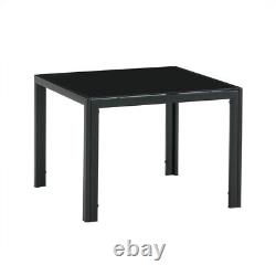 Coffee Table Set of 2 Square Modern Table with Tempered Glass Finish Black