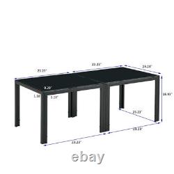 Coffee Table Set of 2 Square Modern Table with Tempered Glass Finish Black