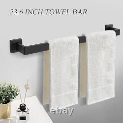 Complete 10-Piece Bathroom Towel Bar and Holder Set in Matte Black Finish