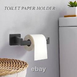 Complete 10-Piece Bathroom Towel Bar and Holder Set in Matte Black Finish