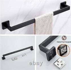 Complete 10-Piece Stainless Steel Bathroom Accessories Set in Matte Black Finish