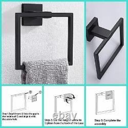 Complete 10-Piece Stainless Steel Bathroom Accessories Set in Matte Black Finish