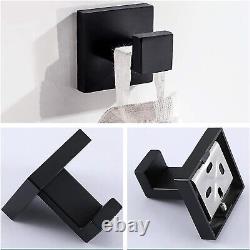 Complete 10-Piece Stainless Steel Bathroom Accessories Set in Matte Black Finish