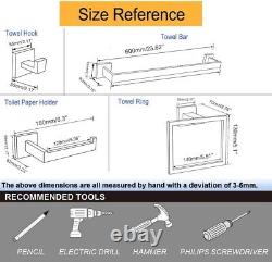 Complete 10-Piece Stainless Steel Bathroom Accessories Set in Matte Black Finish