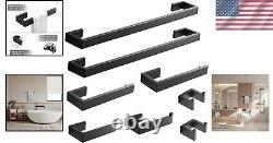 Complete 8-Piece Bathroom Hardware Set Scratch Resistant Matte Black Finish