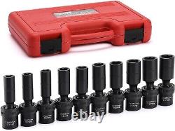 Comprehensive 10-PC Metric Deep Impact Socket Set with Black Phosphate Finish