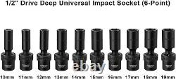 Comprehensive 10-PC Metric Deep Impact Socket Set with Black Phosphate Finish