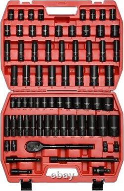 Comprehensive SAE & Metric Socket Set 70-Piece with Black Phosphate Finish