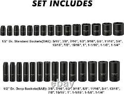 Comprehensive SAE & Metric Socket Set 70-Piece with Black Phosphate Finish