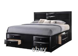 Contemporary Style 3Pc King Bed Nightstand Chest Set Black Finish Solidwood