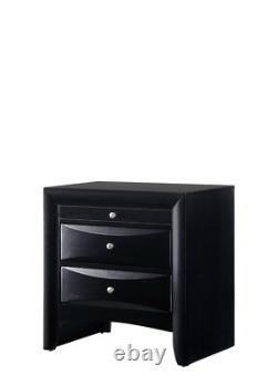 Contemporary Style 3Pc King Bed Nightstand Chest Set Black Finish Solidwood