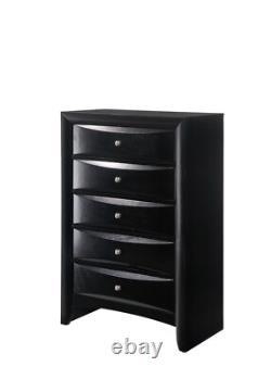 Contemporary Style 3Pc King Bed Nightstand Chest Set Black Finish Solidwood
