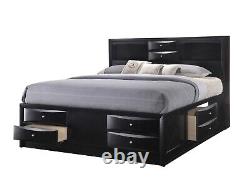 Contemporary Style 3Pc King Size Bed and Nightstand Set Black Finish