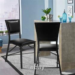 Costway Contemporary PU Leather Folding Chair in Black Finish (Set of 2)