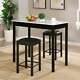 Counter Height Dinette Set With Engineered Marble Top In Black Finish 3 Piece