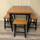 Counter Height Wood Square Dining Table & Chairs Set 4 Pc Oak Black Finish 30 In