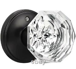 Crystal Privacy Door Knob 5 Set Bed Bath Function Matte Black Finish New