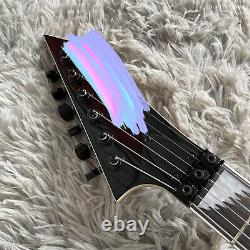 Custom Finish Black Off-set V Electric Guitar FR Bridge 6 Strings Maple Neck