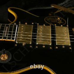 Custom Shop Black Finish 1958 Style H-H-H Pickup Gold Hardware Yellow Binding