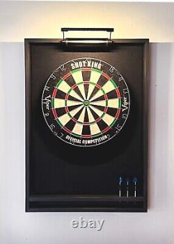 Custom dartboard cabinet with black finish Includes foam backer led WO DB set