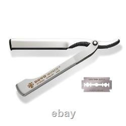 DOVO Silver Shavette Satin Finish Straight Razor Set, Black