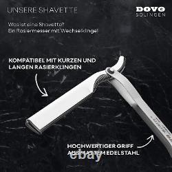 DOVO Silver Shavette Satin Finish Straight Razor Set, Black