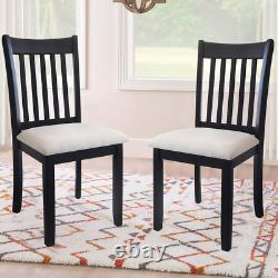 Dining Room Furniture Black Finish Set of 2 Seating Chairs Cushion Seats Wooden
