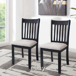 Dining Room Furniture Black Finish Set of 2 Seating Chairs Cushion Seats Wooden