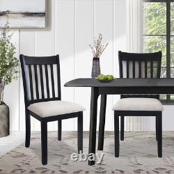 Dining Room Furniture Black Finish Set of 2 Seating Chairs Cushion Seats Wooden