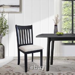 Dining Room Furniture Black Finish Set of 2 Seating Chairs Cushion Seats Wooden