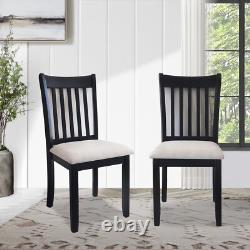 Dining Room Furniture Black Finish Set of 2 Seating Chairs Cushion Seats Wooden