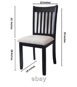 Dining Room Furniture Black Finish Set of 2 Seating Chairs Cushion Seats Wooden