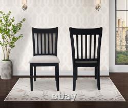 Dining Room Furniture Black Finish Set of 2 Seating Chairs Cushion Seats Wooden
