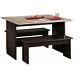 Dining Table Set With Benches For Small Spaces Drop Leaf Granite Finish Top