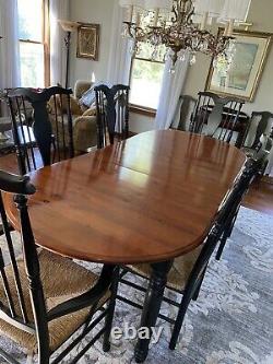 Dining table set 6 chairs cherry finish. Black Chairs