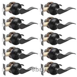 Door Lever Set 10 Pack Keyless Black Finish Passage Function Stainless Steel Z