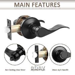 Door Lever Set 10 Pack Keyless Black Finish Passage Function Stainless Steel Z
