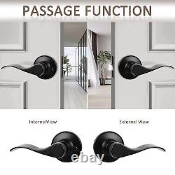 Door Lever Set 10 Pack Keyless Black Finish Passage Function Stainless Steel Z